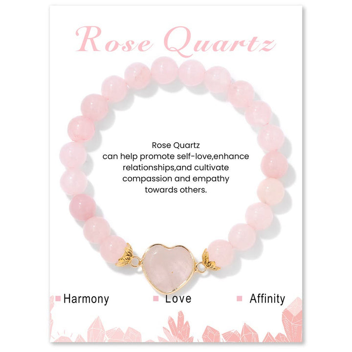 Pulsera Olivenorma con colgante de corazón de cuentas de cristal natural de 8 mm