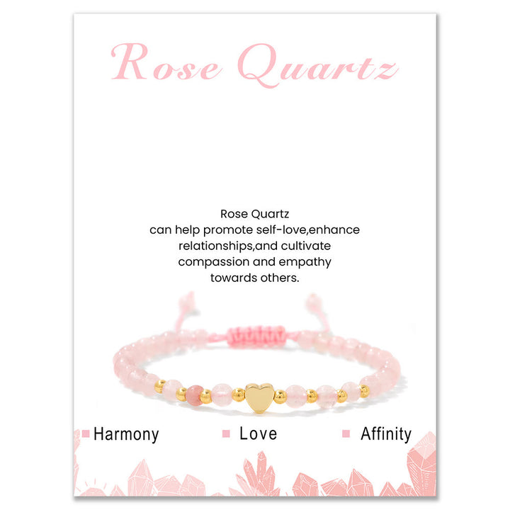 Pulsera de cordón con cuentas de cristal natural de 4 mm de Olivenorma