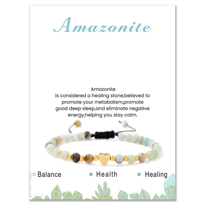 Pulsera de cordón con cuentas de cristal natural de 4 mm de Olivenorma
