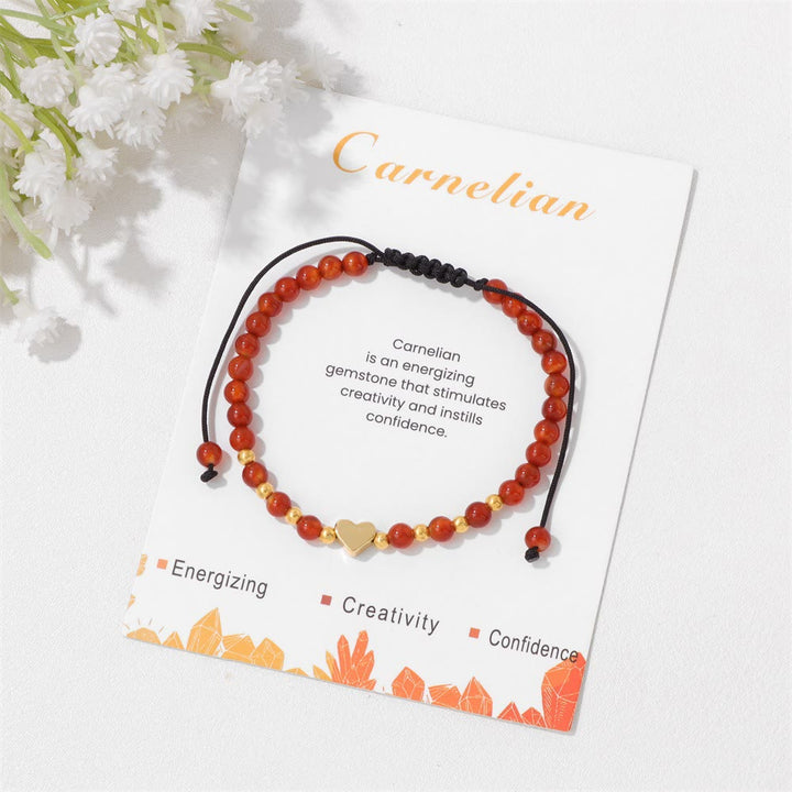 Pulsera de cordón con cuentas de cristal natural de 4 mm de Olivenorma