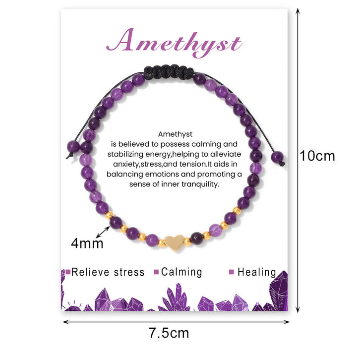 Pulsera de cordón con cuentas de cristal natural de 4 mm de Olivenorma