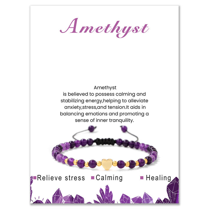 Pulsera de cordón con cuentas de cristal natural de 4 mm de Olivenorma