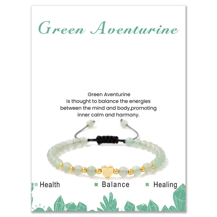 Pulsera de cordón con cuentas de cristal natural de 4 mm de Olivenorma