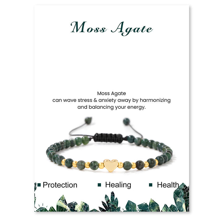 Pulsera de cordón con cuentas de cristal natural de 4 mm de Olivenorma