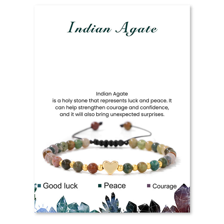 Pulsera de cordón con cuentas de cristal natural de 4 mm de Olivenorma