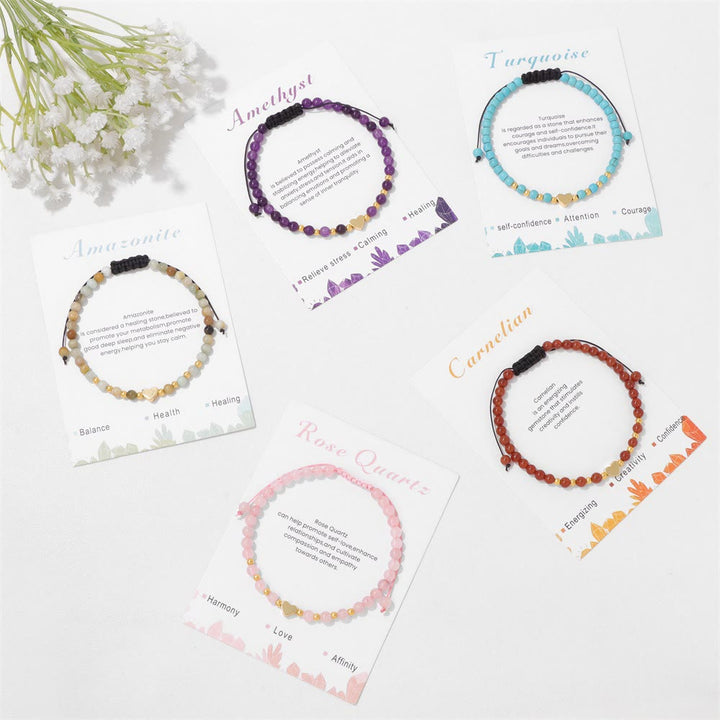 Pulsera de cordón con cuentas de cristal natural de 4 mm de Olivenorma