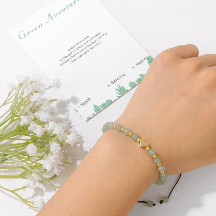 Pulsera de cordón con cuentas de cristal natural de 4 mm de Olivenorma