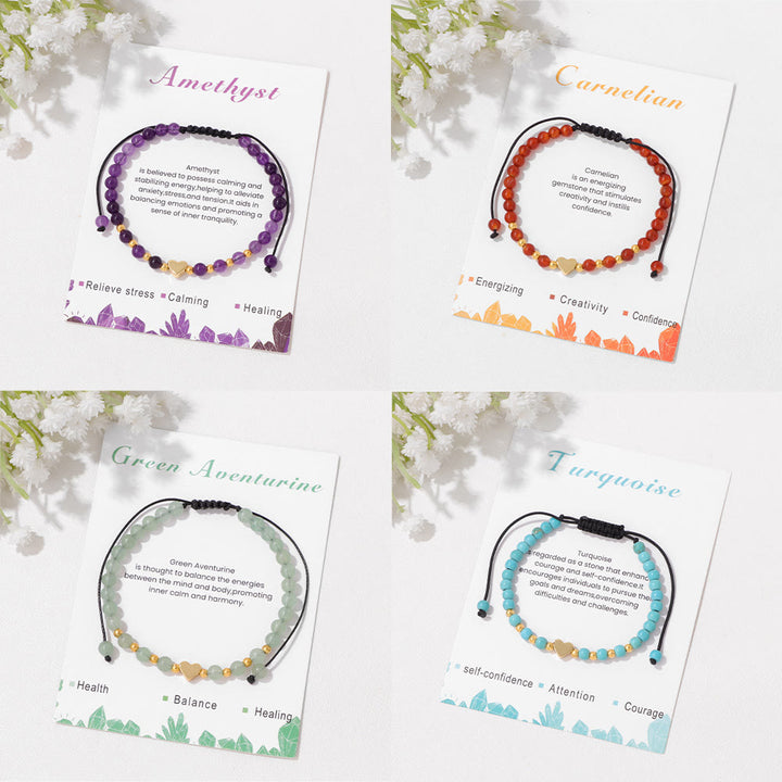 Pulsera de cordón con cuentas de cristal natural de 4 mm de Olivenorma