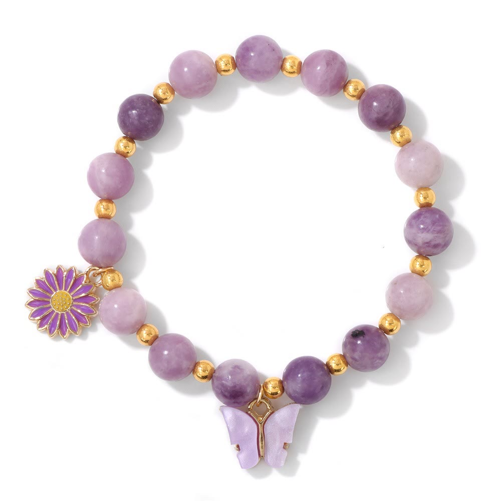 Pulsera con colgante de mariposa y cuentas de cristal natural de Olivenorma