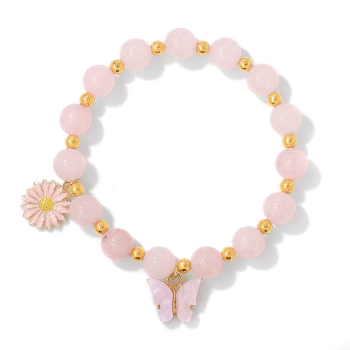 Pulsera con colgante de mariposa y cuentas de cristal natural de Olivenorma