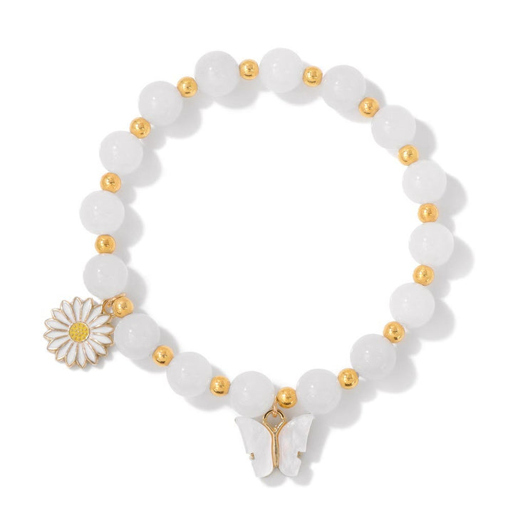 Pulsera con colgante de mariposa y cuentas de cristal natural de Olivenorma