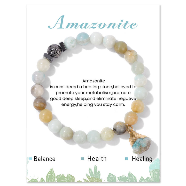 Pulsera con colgante de cuentas de lava de piedra natural Olivenorma