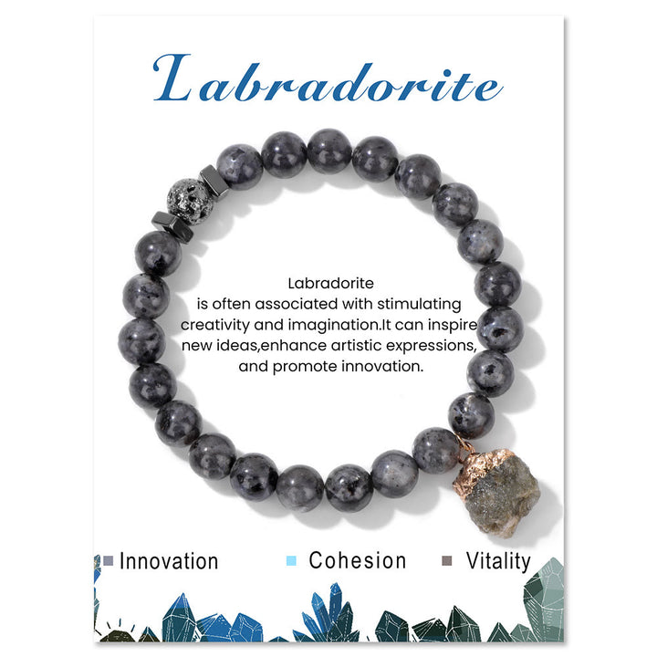 Pulsera con colgante de cuentas de lava de piedra natural Olivenorma