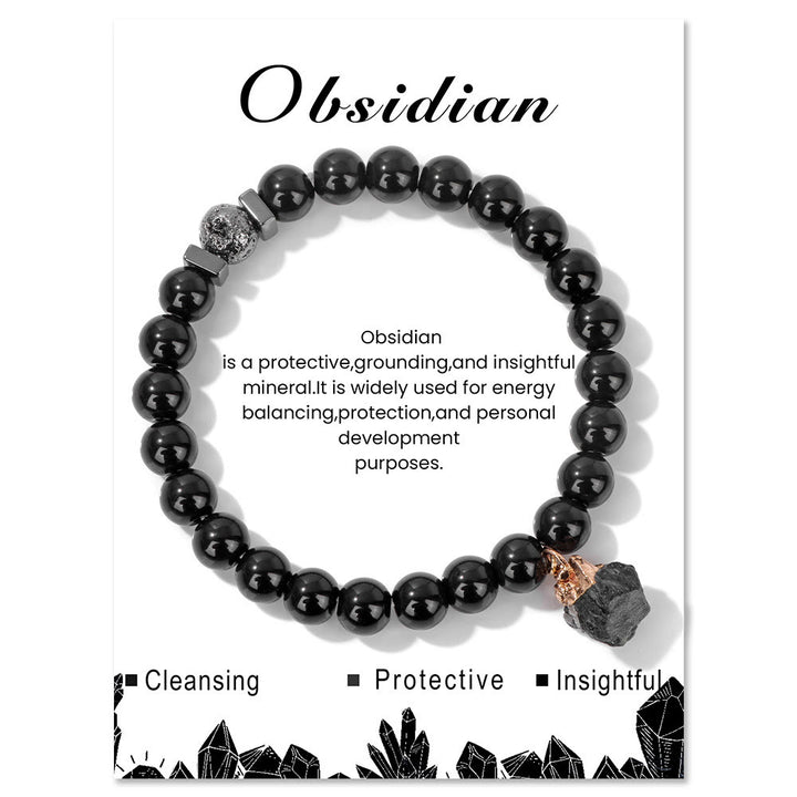 Pulsera con colgante de cuentas de lava de piedra natural Olivenorma