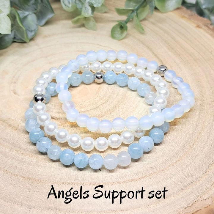 Conjunto de pulseras de cuentas de piedras preciosas de cristal con energía curativa Olivenorma