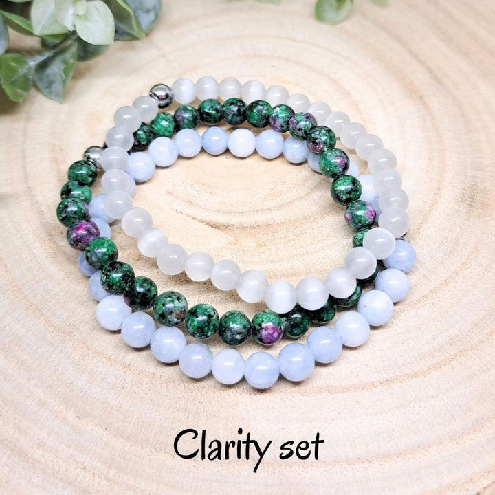 Conjunto de pulseras de cuentas de piedras preciosas de cristal con energía curativa Olivenorma