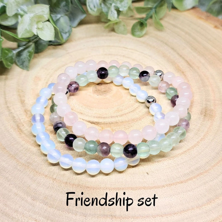 Conjunto de pulseras de cuentas de piedras preciosas de cristal con energía curativa Olivenorma