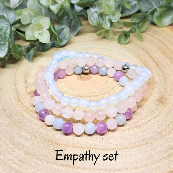 Conjunto de pulseras de cuentas de piedras preciosas de cristal con energía curativa Olivenorma