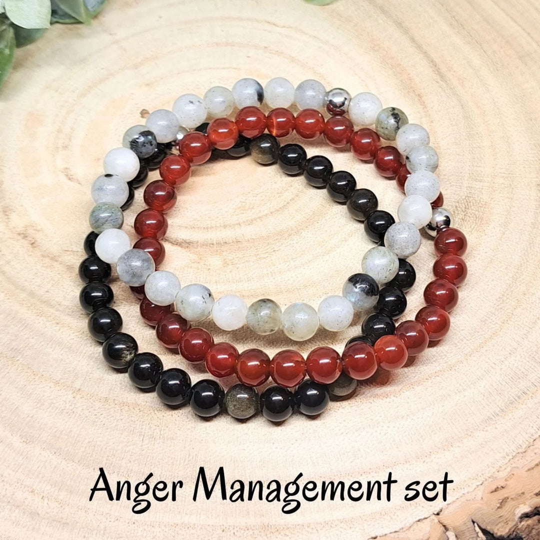 Conjunto de pulseras de cuentas de piedras preciosas de cristal con energía curativa Olivenorma