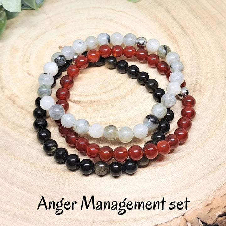 Conjunto de pulseras de cuentas de piedras preciosas de cristal con energía curativa Olivenorma