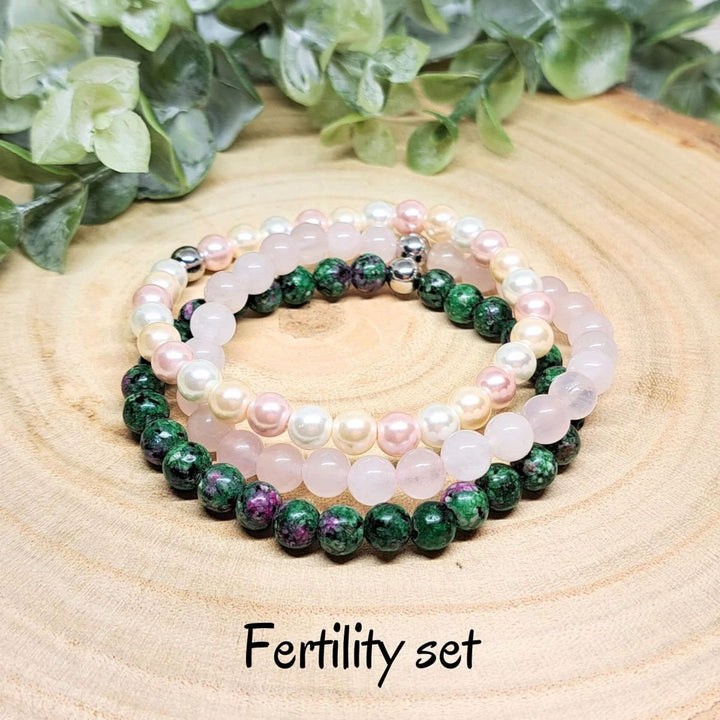 Conjunto de pulseras de cuentas de piedras preciosas de cristal con energía curativa Olivenorma
