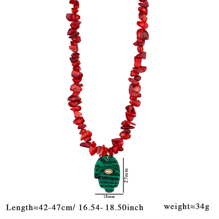 Collar con colgante de Fátima con cuentas de cristal irregulares de Olivenorma