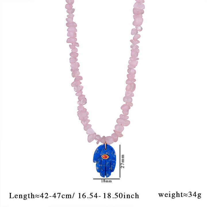 Collar con colgante de Fátima con cuentas de cristal irregulares de Olivenorma