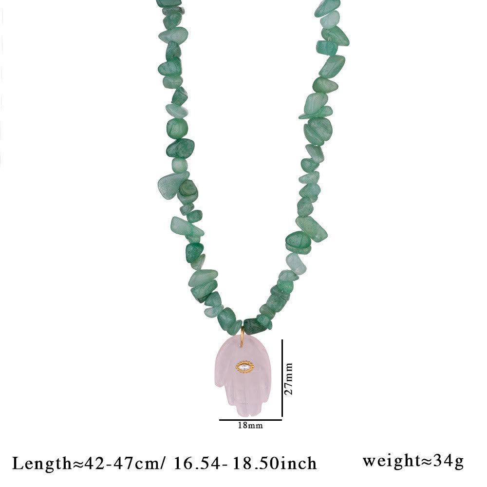 Collar con colgante de Fátima con cuentas de cristal irregulares de Olivenorma