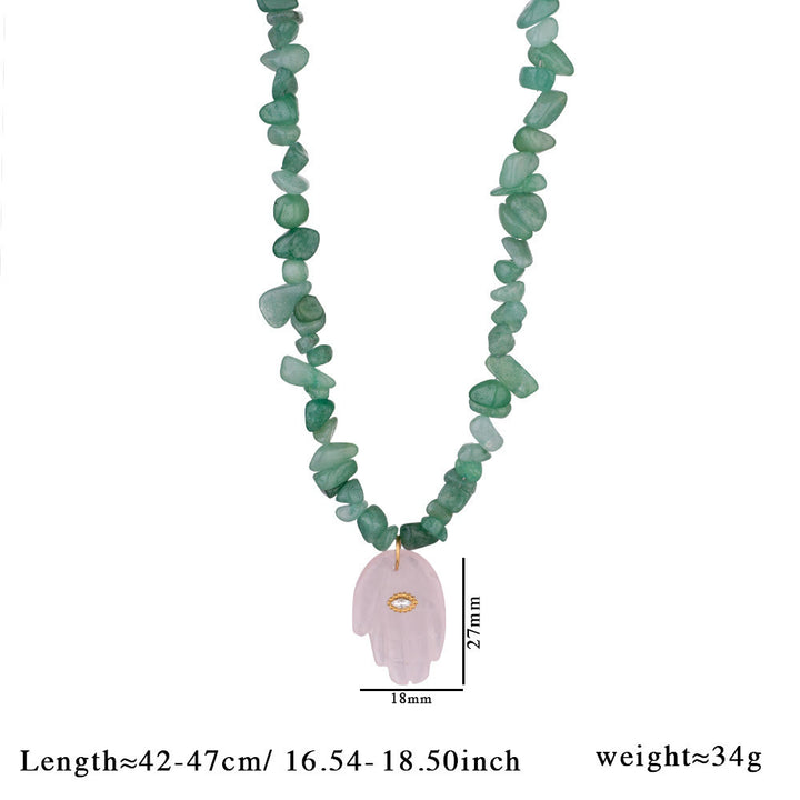 Collar con colgante de Fátima con cuentas de cristal irregulares de Olivenorma