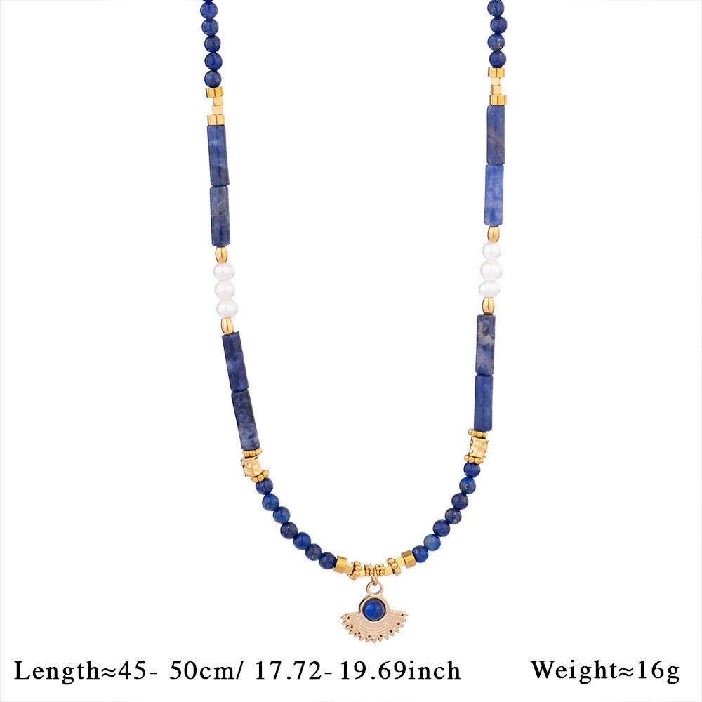 Collar con colgante de cuentas de piedra natural Olivenorma