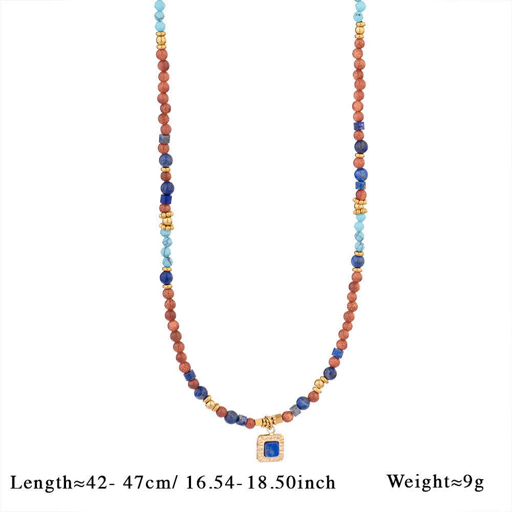 Collar con colgante de cuentas de piedra natural Olivenorma