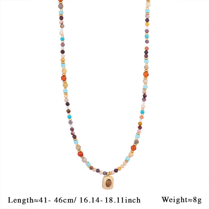 Collar con colgante de cuentas de piedra natural Olivenorma