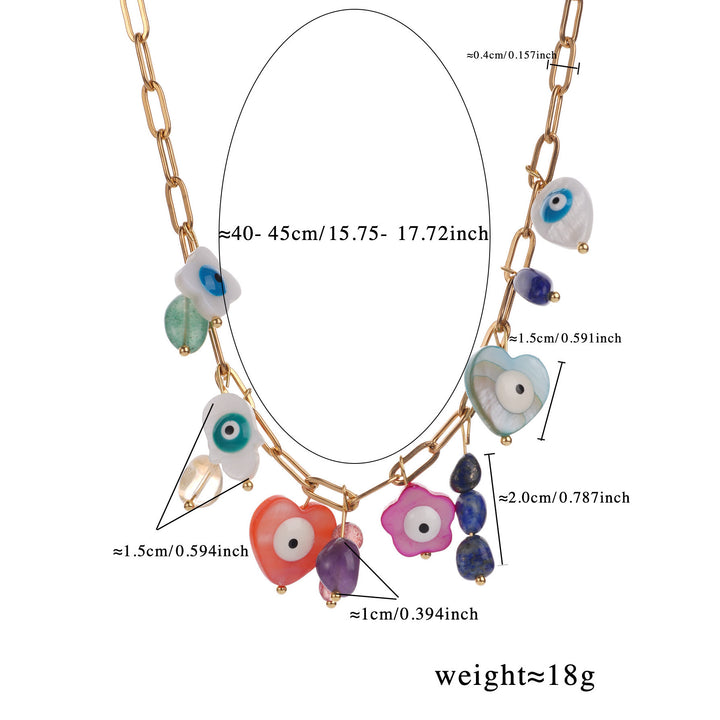 Collar de cuentas de concha de cristal natural Olivenorma con ojo malvado