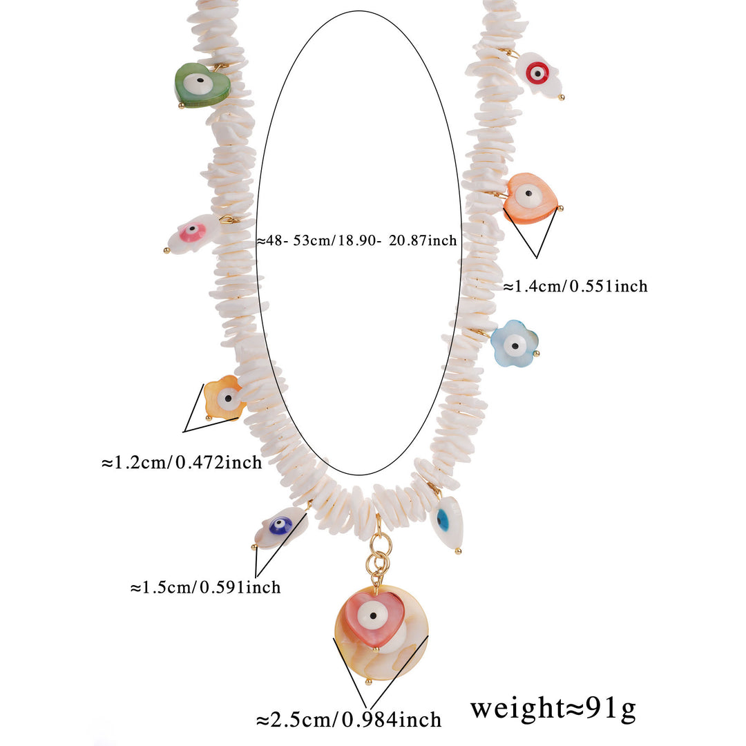 Collar de cuentas de concha de cristal natural Olivenorma con ojo malvado