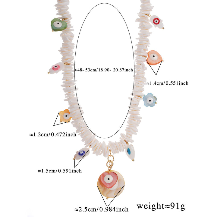 Collar de cuentas de concha de cristal natural Olivenorma con ojo malvado