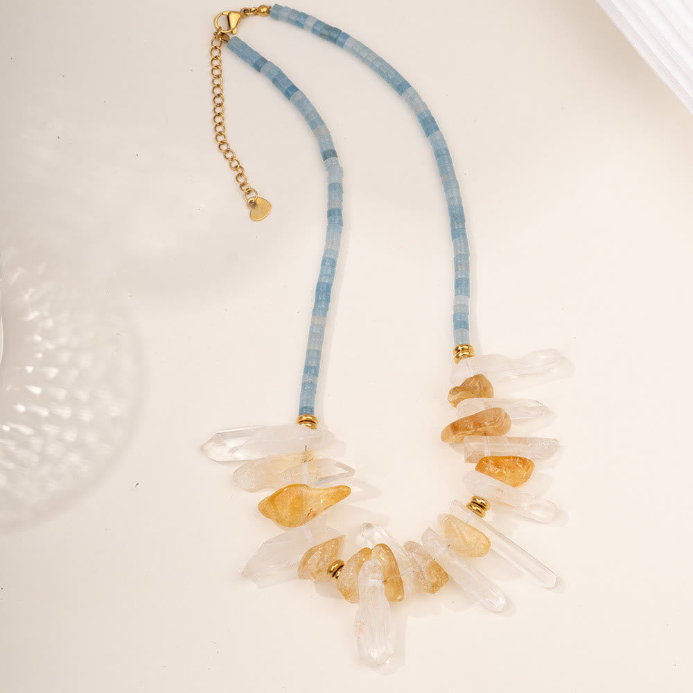 Collar con colgante de pez de acero inoxidable con cuentas de cristal de Olivenorma