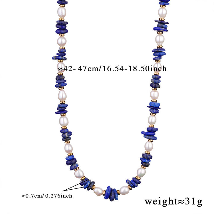 Collar de perlas de agua dulce y lapislázuli de Olivenorma