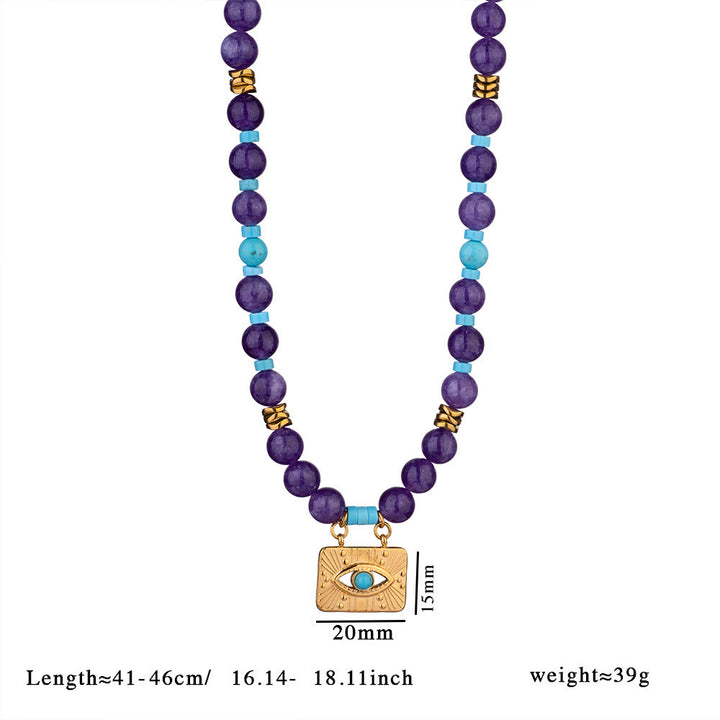 Collar de ojo de tigre con amatista y cuentas de Olivenorma