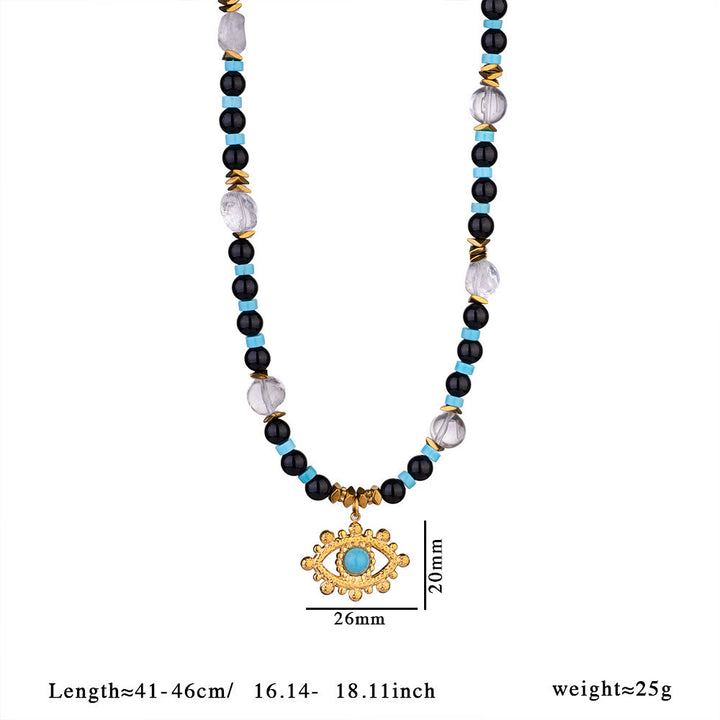 Collar de ojo de tigre con amatista y cuentas de Olivenorma