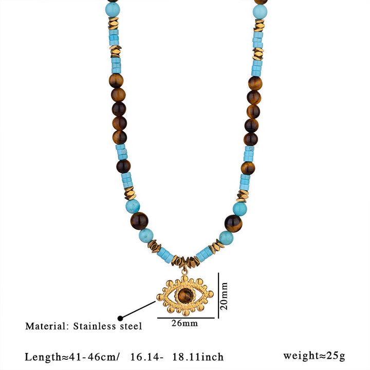 Collar de ojo de tigre con amatista y cuentas de Olivenorma