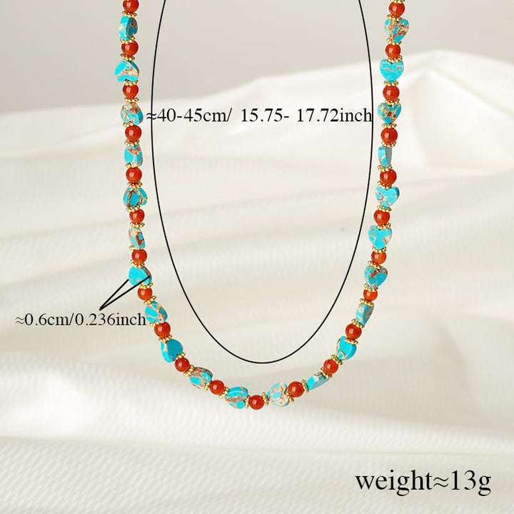 Collar con colgante de ojo malvado y cuentas de piedra del emperador Olivenorma