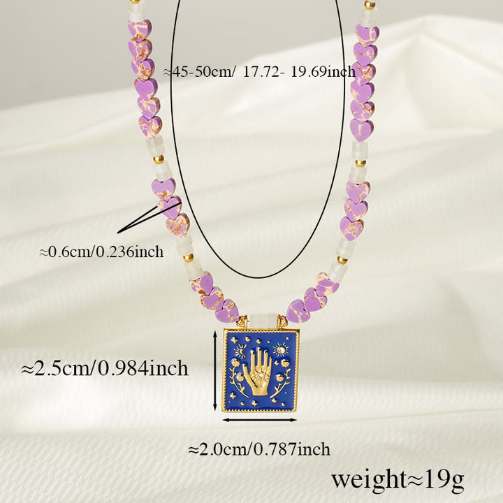Collar con colgante de ojo malvado y cuentas de piedra del emperador Olivenorma
