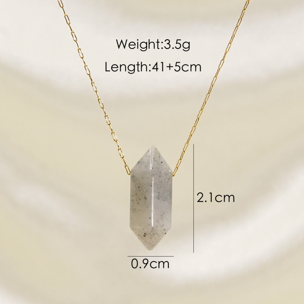 Collar de acero y titanio con colgante de doble punta de cristal Olivenorma
