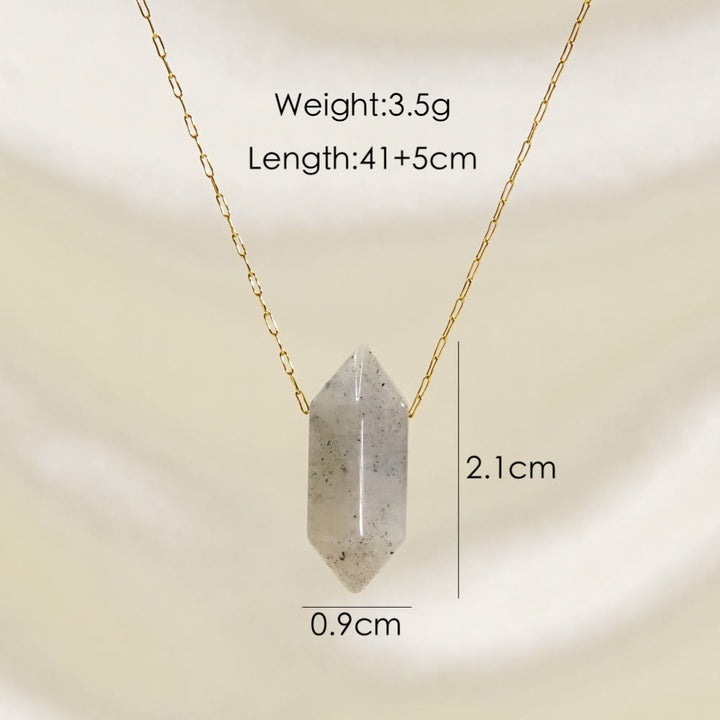 Collar de acero y titanio con colgante de doble punta de cristal Olivenorma