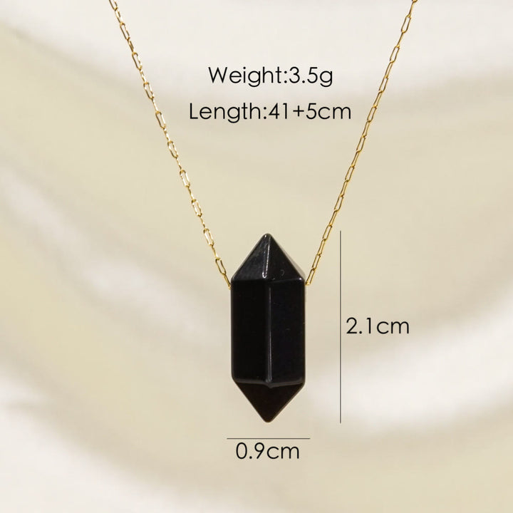 Collar de acero y titanio con colgante de doble punta de cristal Olivenorma