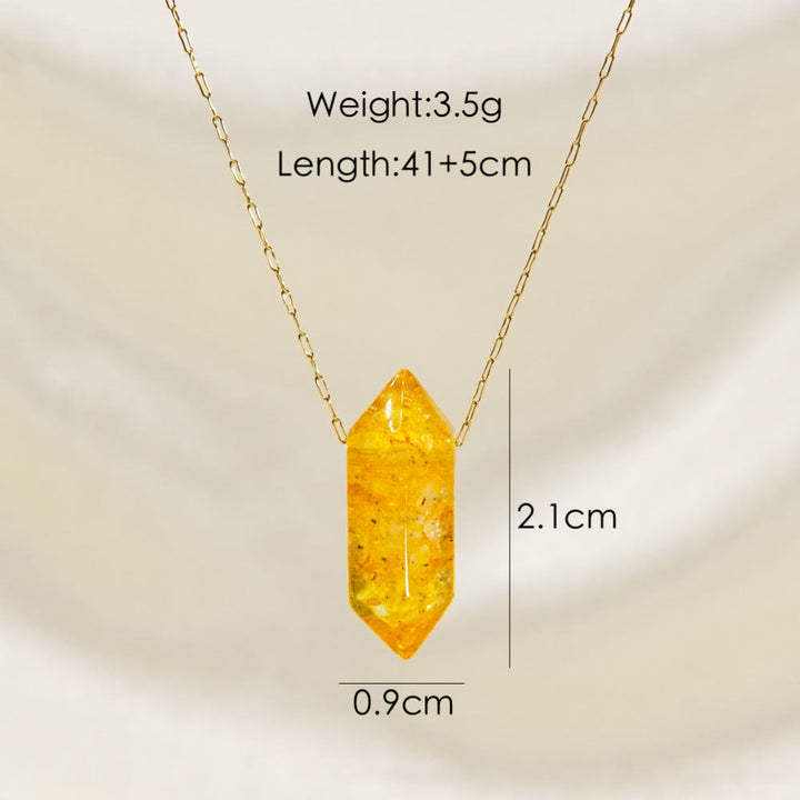 Collar de acero y titanio con colgante de doble punta de cristal Olivenorma
