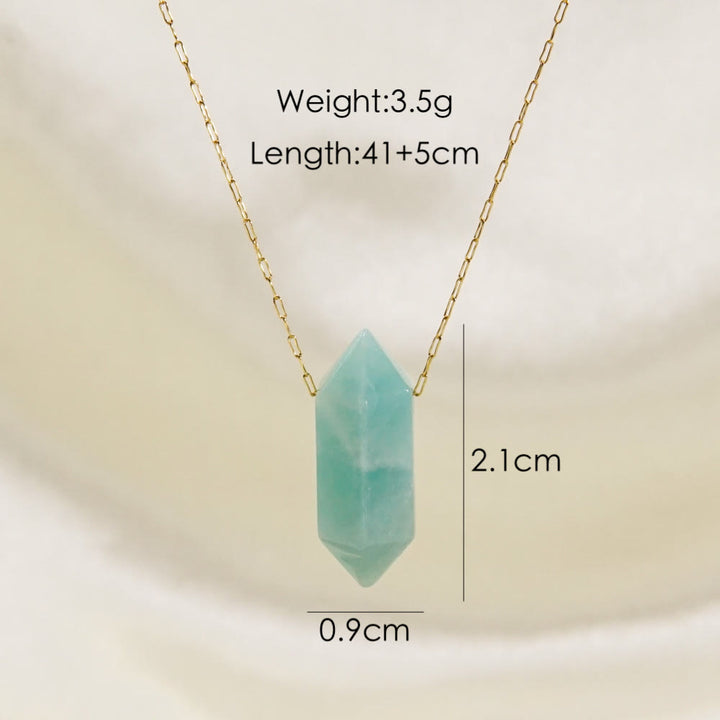 Collar de acero y titanio con colgante de doble punta de cristal Olivenorma