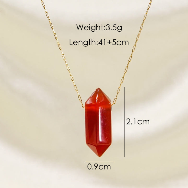 Collar de acero y titanio con colgante de doble punta de cristal Olivenorma