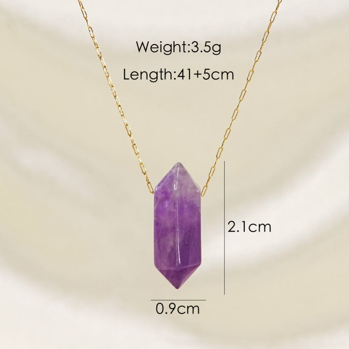 Collar de acero y titanio con colgante de doble punta de cristal Olivenorma