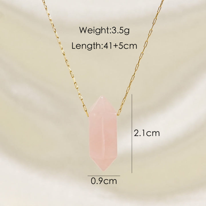 Collar de acero y titanio con colgante de doble punta de cristal Olivenorma